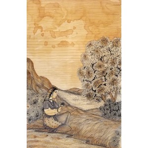 Rohail Ghouri, 13 X 20 Inch, Tea Wash & Pointer on Wasli, Miniature Painting, AC-RG-029